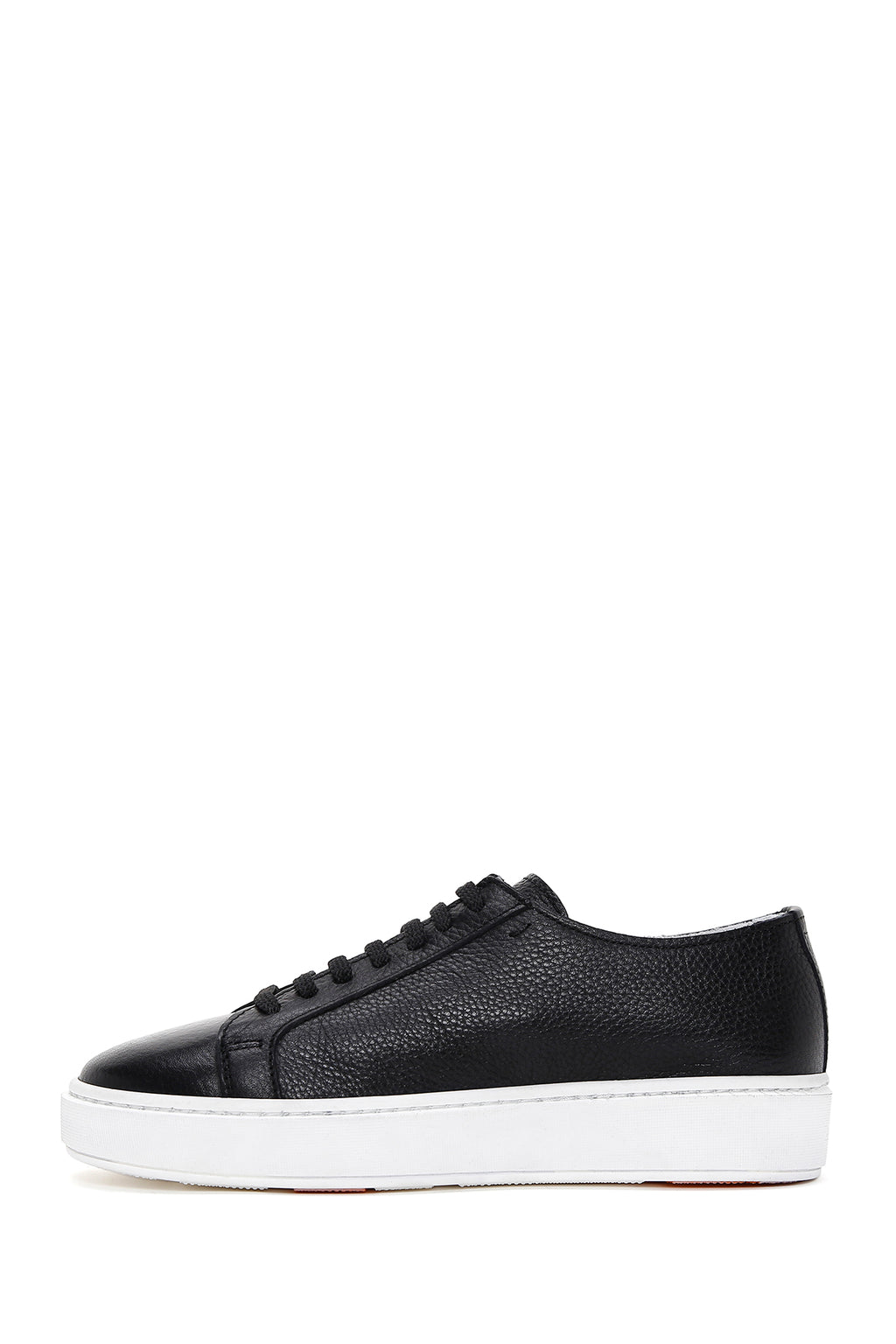 Erkek Siyah Bağcıklı Deri Sneaker