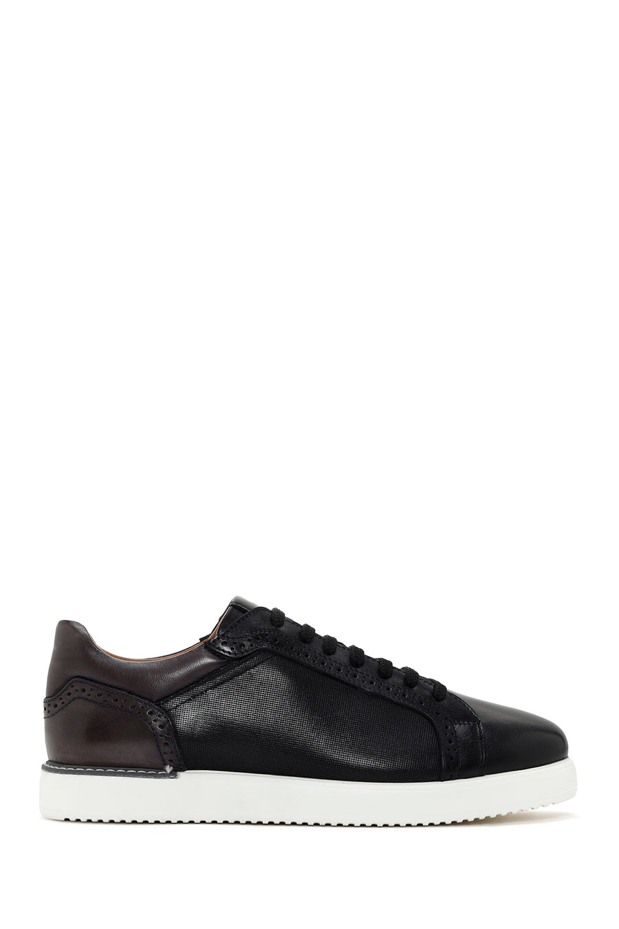 Erkek Siyah Bağcıklı Deri Sneaker 24SFD620926 | Derimod