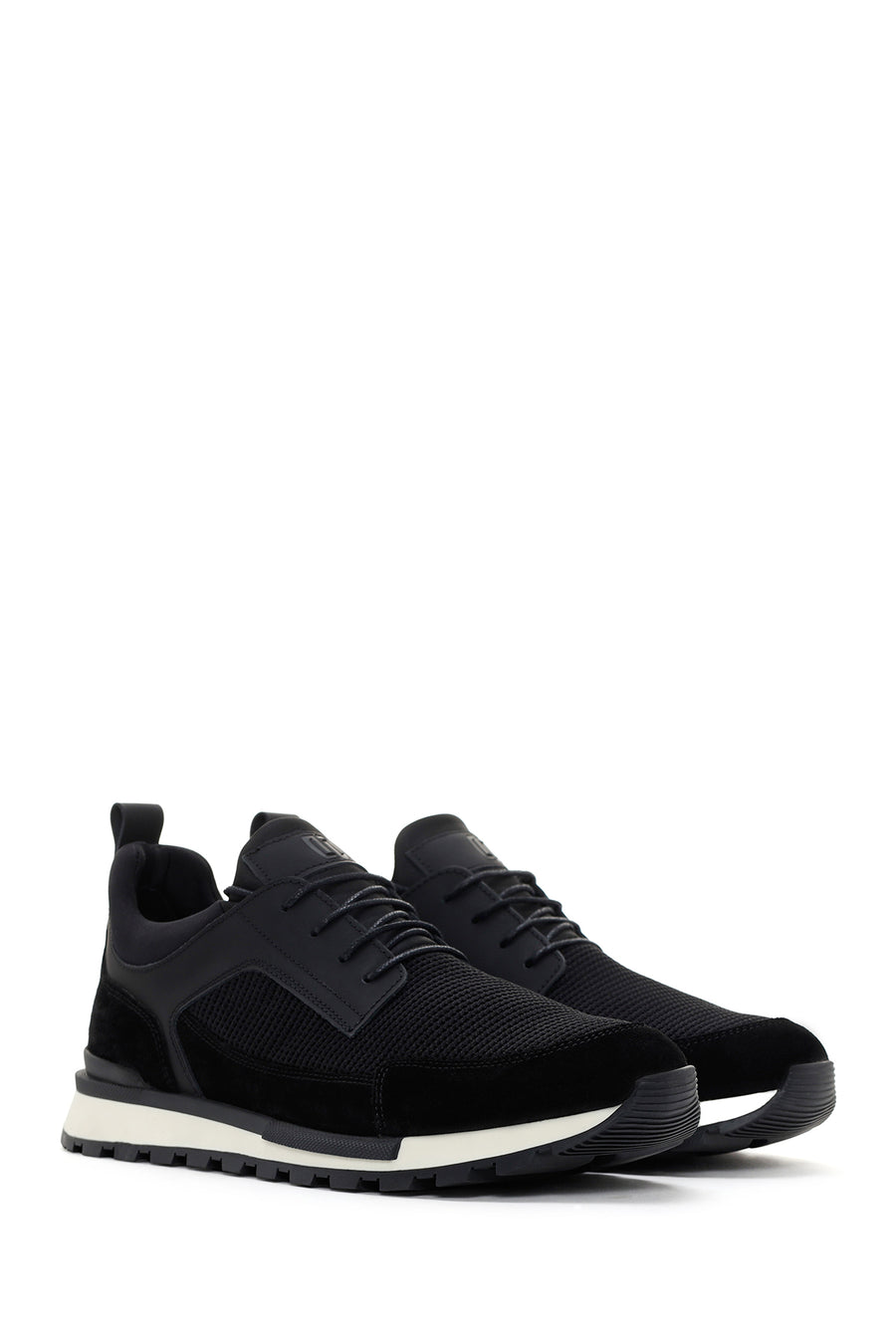 Men's Black Lace-up Leather Sneaker