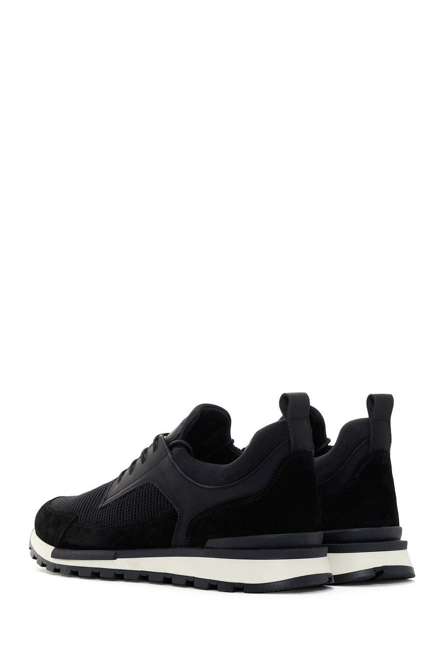 Men's Black Lace-up Leather Sneaker
