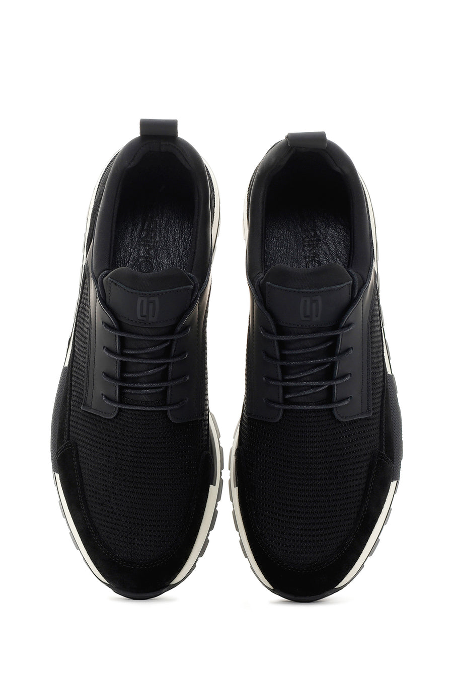 Men's Black Lace-up Leather Sneaker