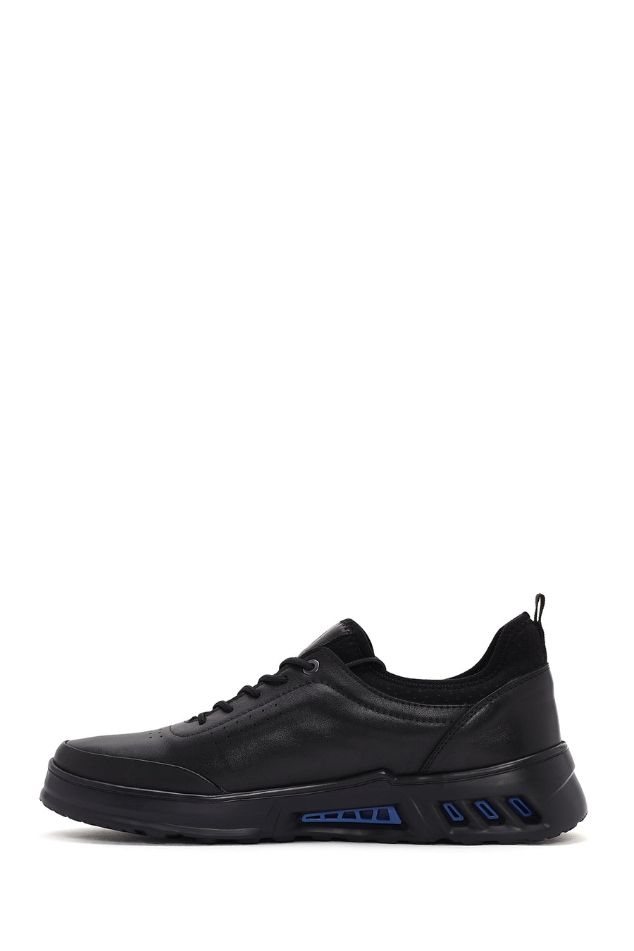 Erkek Siyah Bağcıklı Deri Sneaker