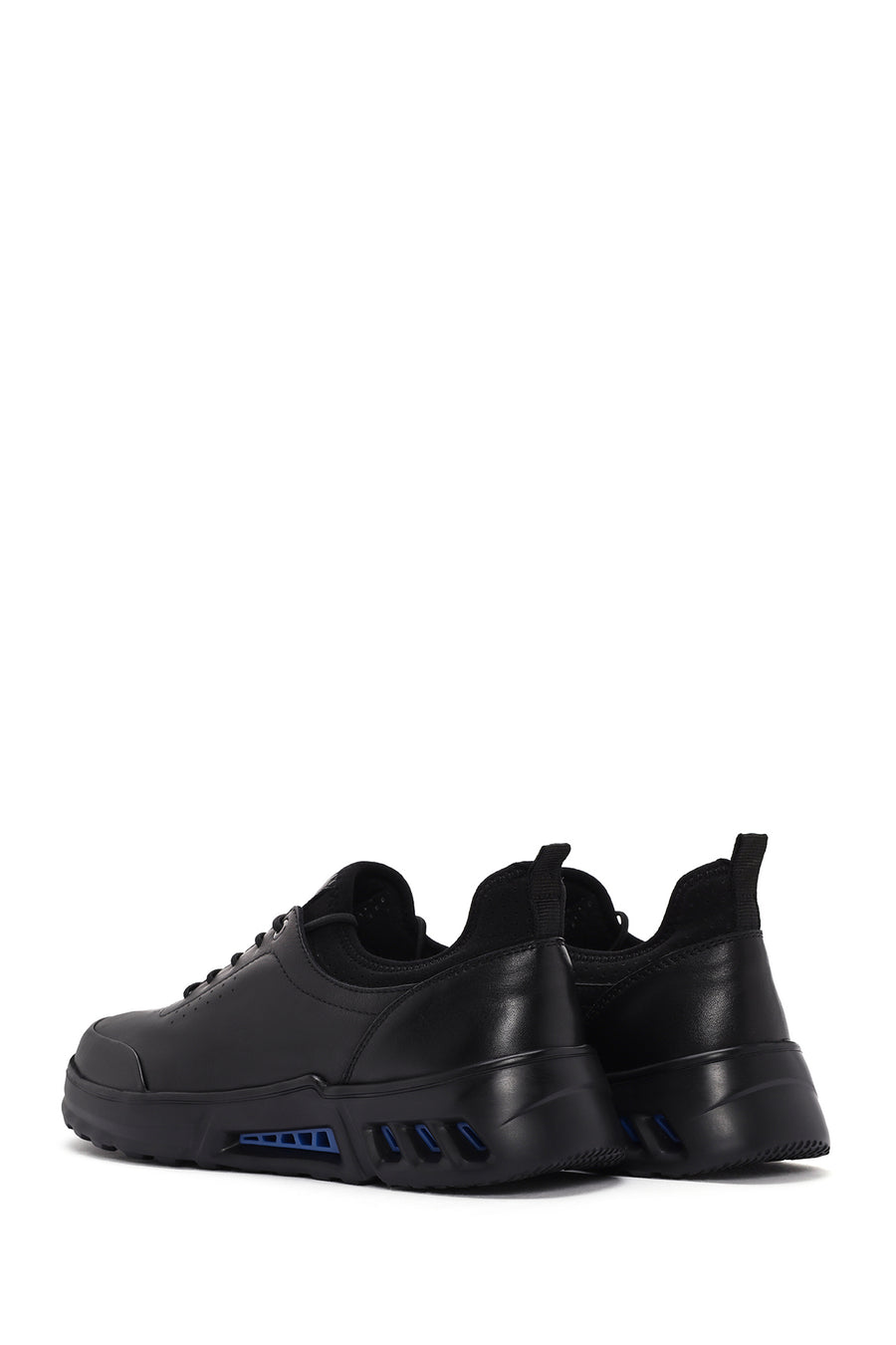 Erkek Siyah Bağcıklı Deri Sneaker