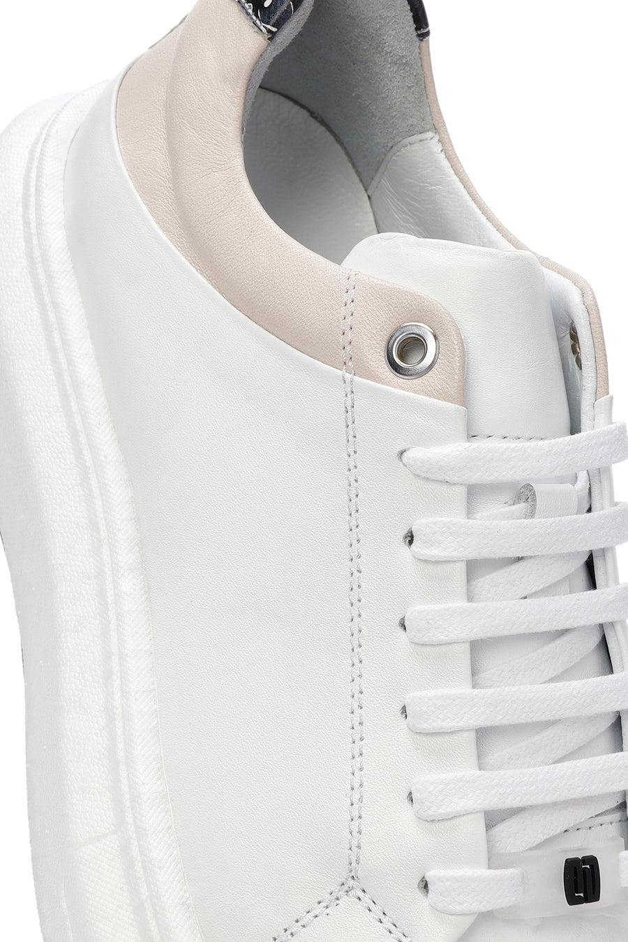 Erkek Beyaz Bağcıklı Deri Sneaker
