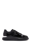 Men's Black Lace-up Patent Leather Sneaker | Derimod