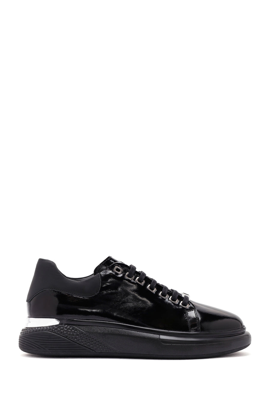Men's Black Lace-up Patent Leather Sneaker 24SFD629416 | Derimod