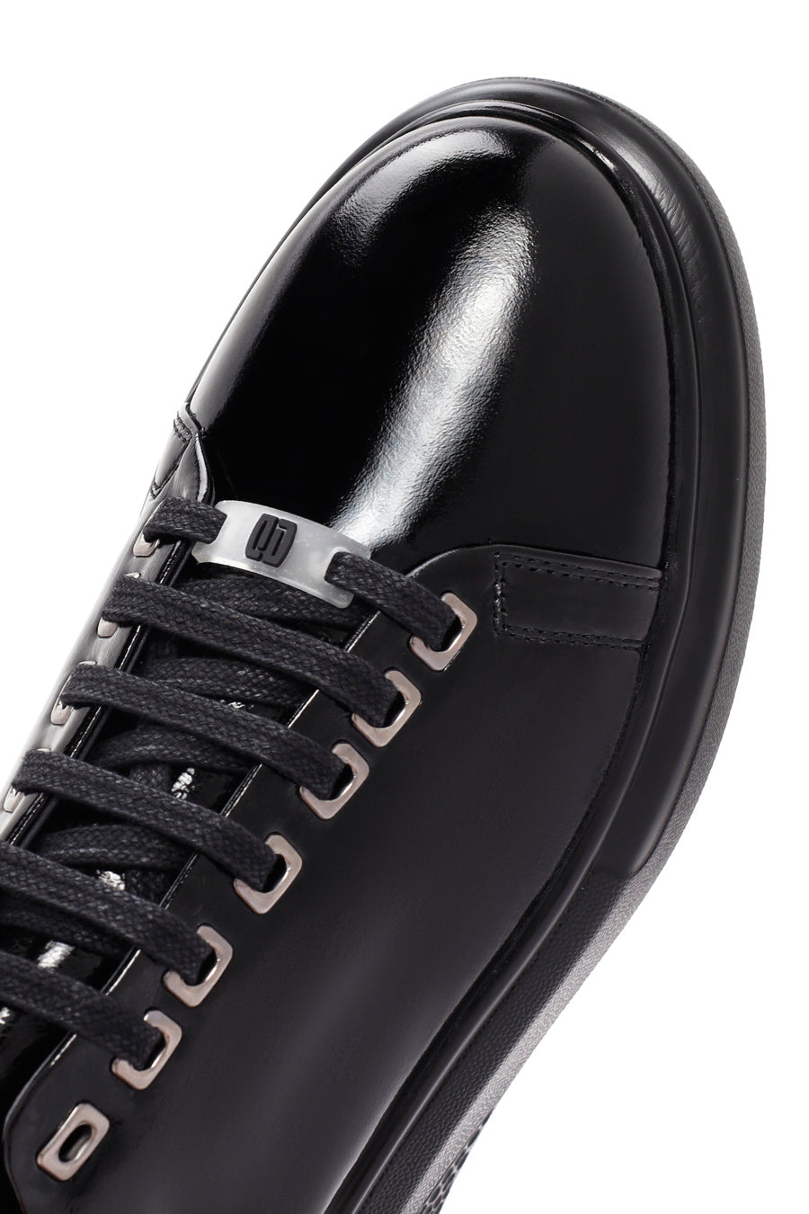 Men's Black Lace-up Patent Leather Sneaker