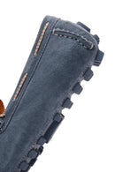 Men's Blue Suede Leather Casual Loafer | Derimod