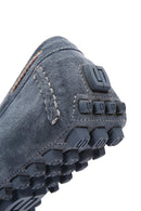 Men's Blue Suede Leather Casual Loafer | Derimod