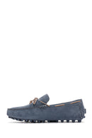 Men's Blue Suede Leather Casual Loafer | Derimod
