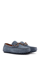Men's Blue Suede Leather Casual Loafer | Derimod