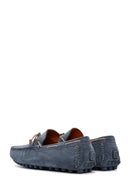 Men's Blue Suede Leather Casual Loafer | Derimod