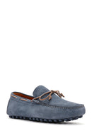 Men's Blue Suede Leather Casual Loafer | Derimod