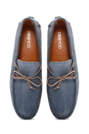 Men's Blue Suede Leather Casual Loafer | Derimod