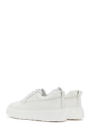 Men's White Lace-up Thick-Sole Leather Sneaker | Derimod