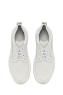 Men's White Lace-up Thick-Sole Leather Sneaker | Derimod