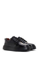 Men's Black Lace-up Thick-Sole Leather Sneaker | Derimod