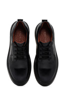 Men's Black Lace-up Thick-Sole Leather Sneaker | Derimod
