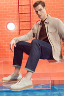 Men's Beige Lace-up Suede Leather Casual Sneaker | Derimod