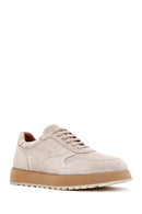 Men's Beige Lace-up Suede Leather Casual Sneaker | Derimod