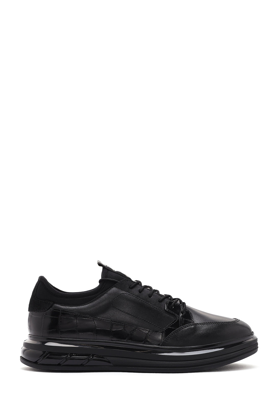 Men's Black Lace-Up Leather Casual Sneaker 24SFD636018 | Derimod