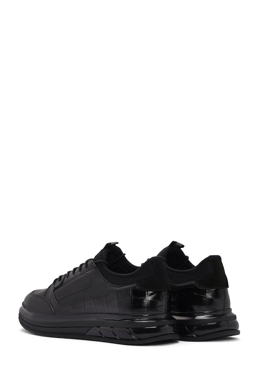 Men's Black Lace-Up Leather Casual Sneaker