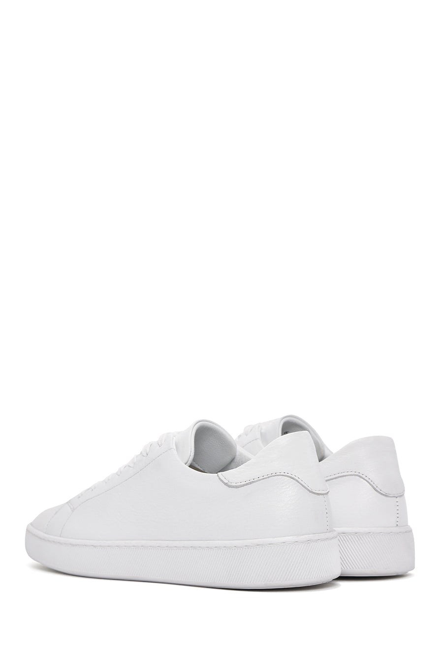 Erkek Beyaz Bağcıklı Deri Sneaker