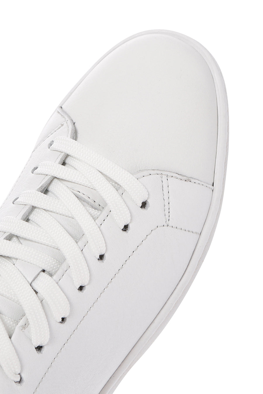 Erkek Beyaz Bağcıklı Deri Sneaker