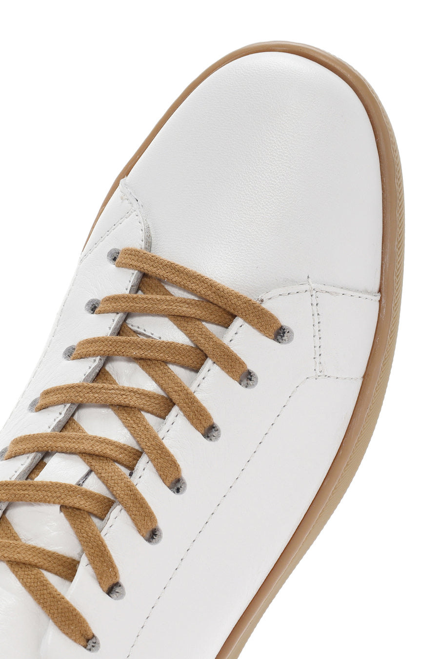 Erkek Beyaz Bağcıklı Deri Sneaker
