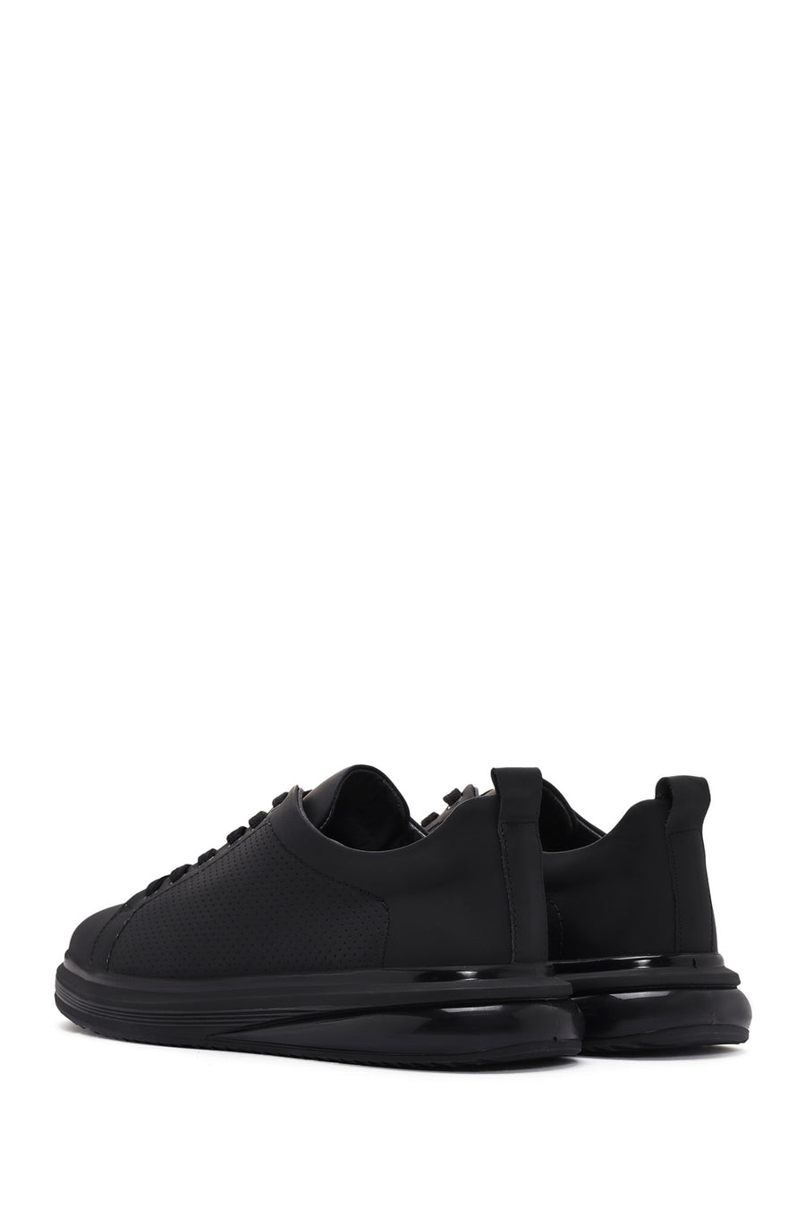 Erkek Siyah Bağcıklı Deri Sneaker