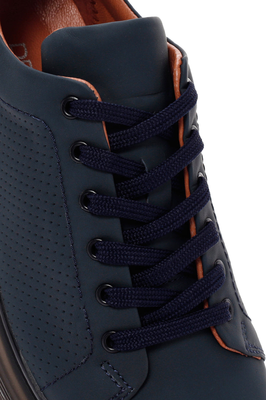 Men's Navy Blue Lace-Up Leather Sneaker