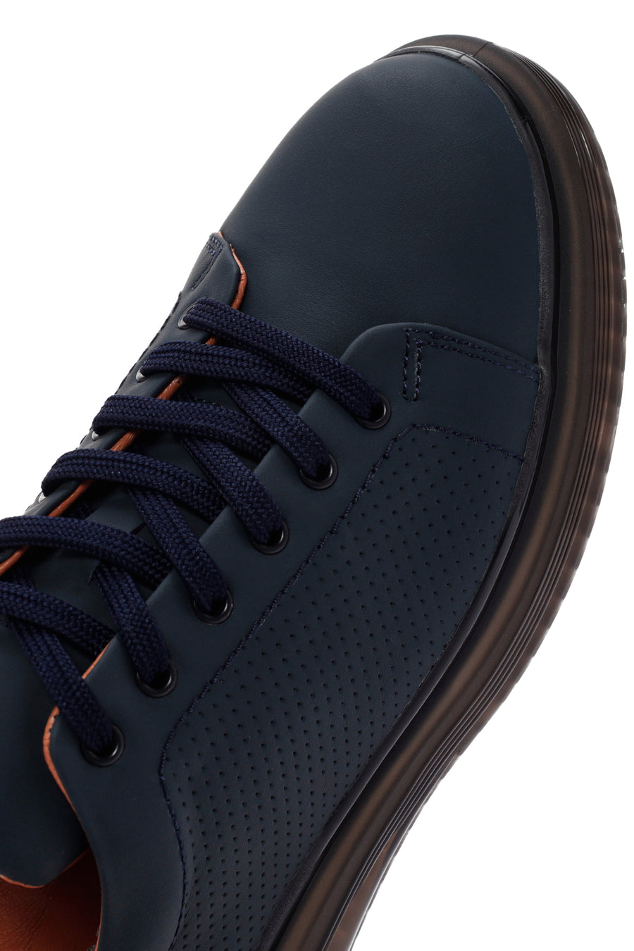 Men's Navy Blue Lace-Up Leather Sneaker