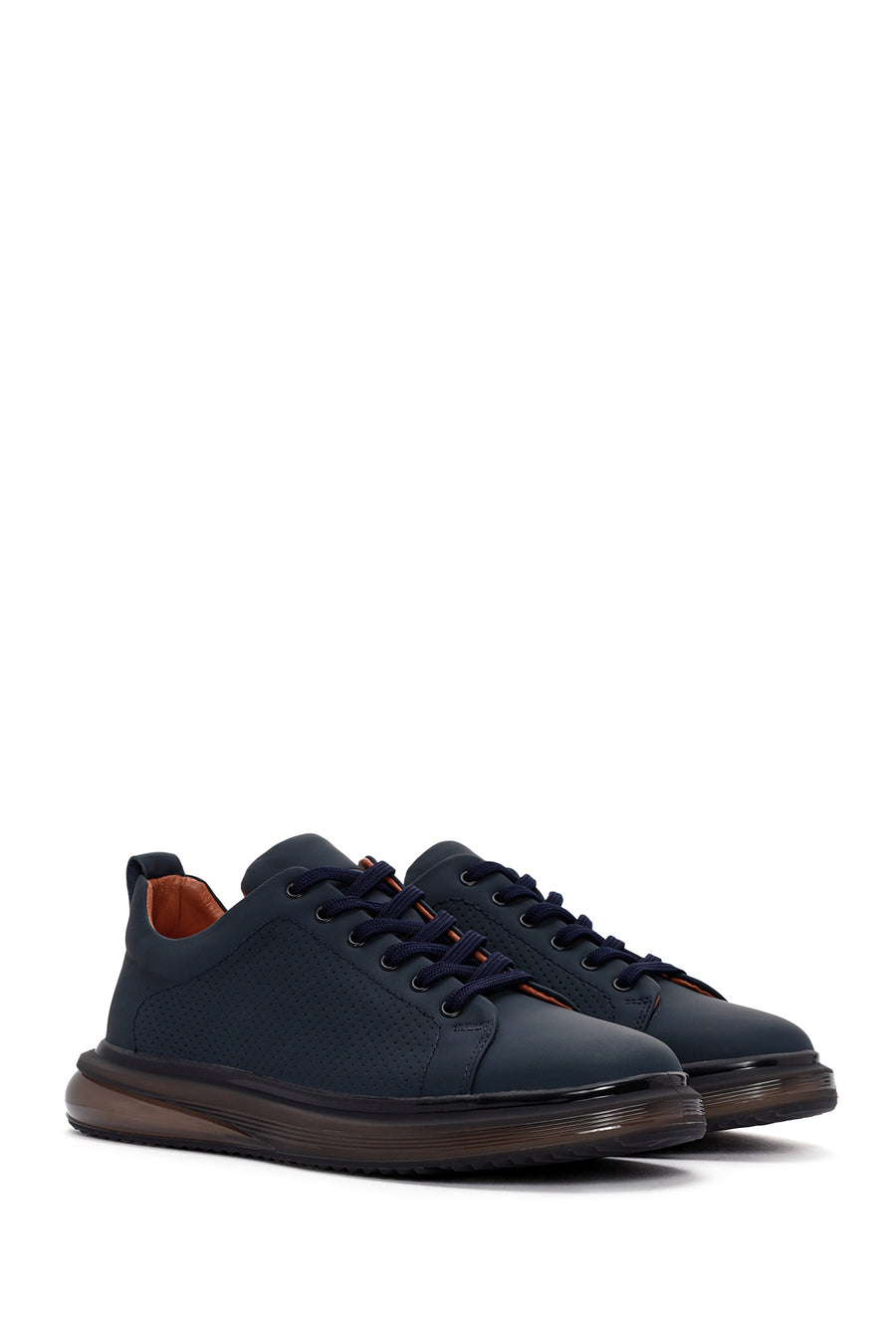 Men's Navy Blue Lace-Up Leather Sneaker