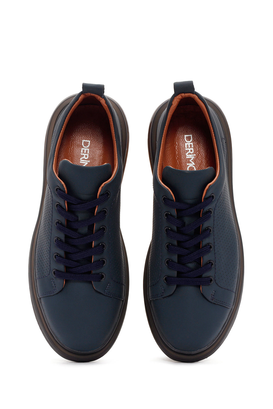Men's Navy Blue Lace-Up Leather Sneaker