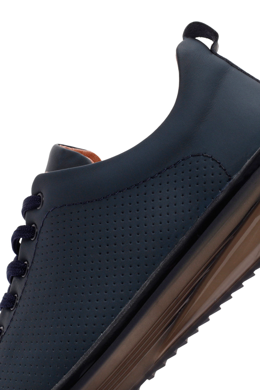 Men's Navy Blue Lace-Up Leather Sneaker