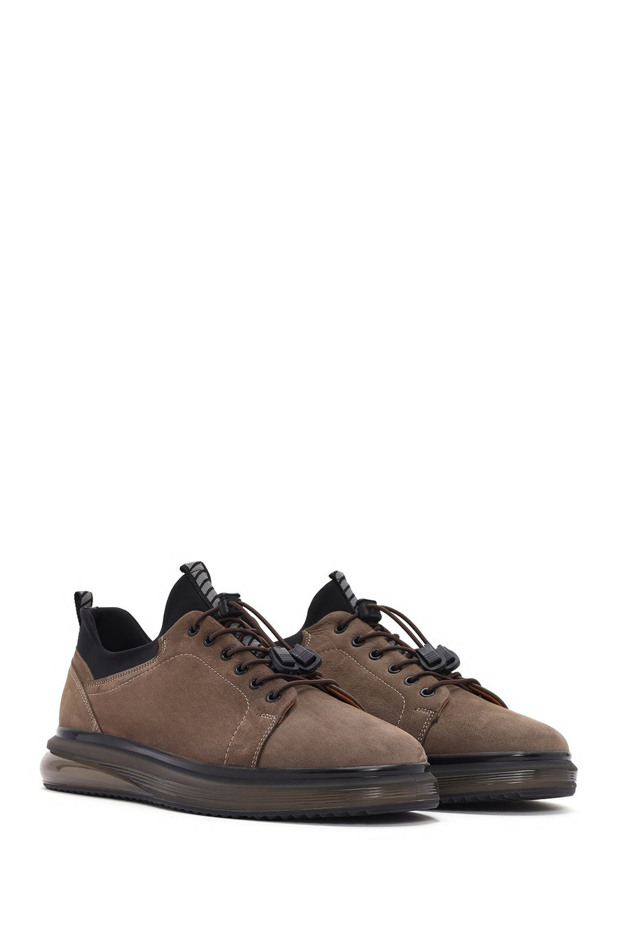 Men's Mink Lace-up Thick-Sole Leather Casual Sneaker