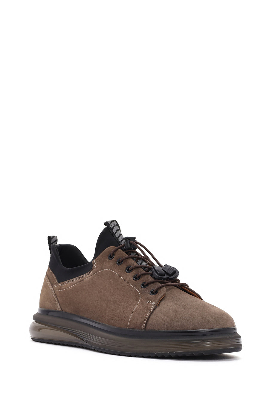 Men's Mink Lace-up Thick-Sole Leather Casual Sneaker