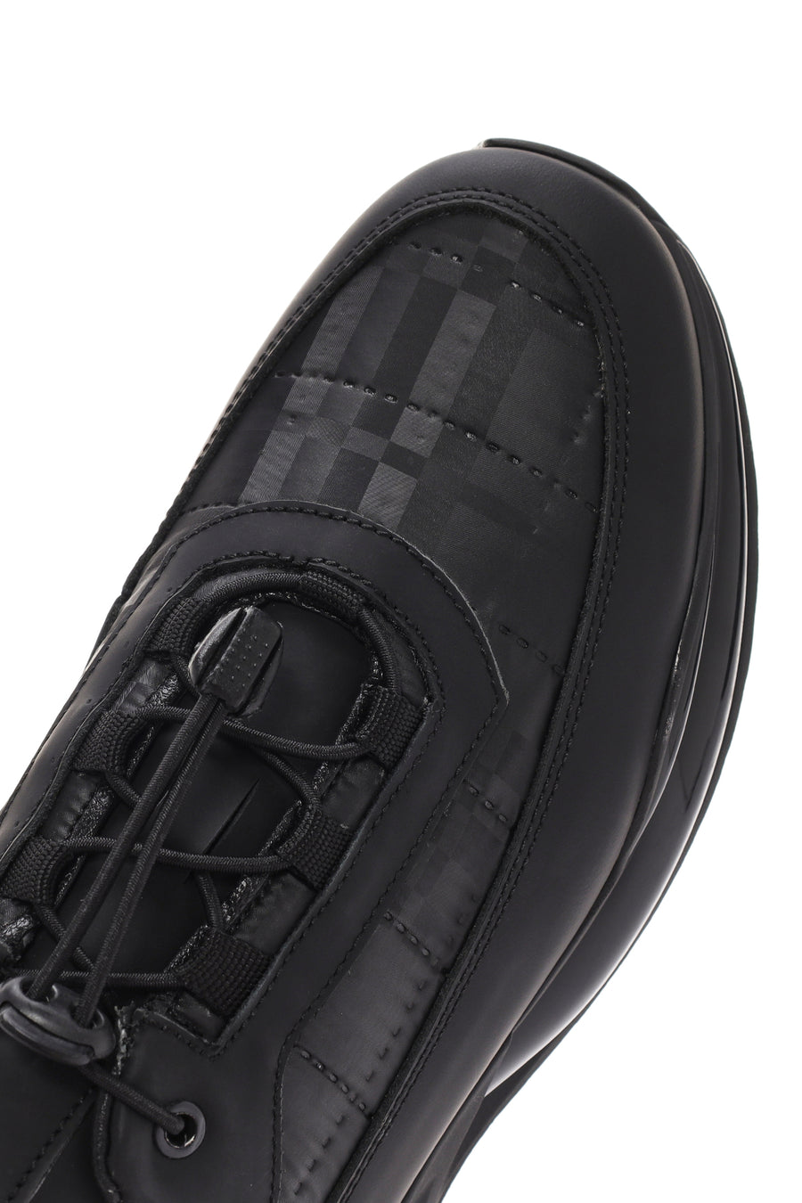 Men's Black Lace-up Thick-Sole Leather Sneaker