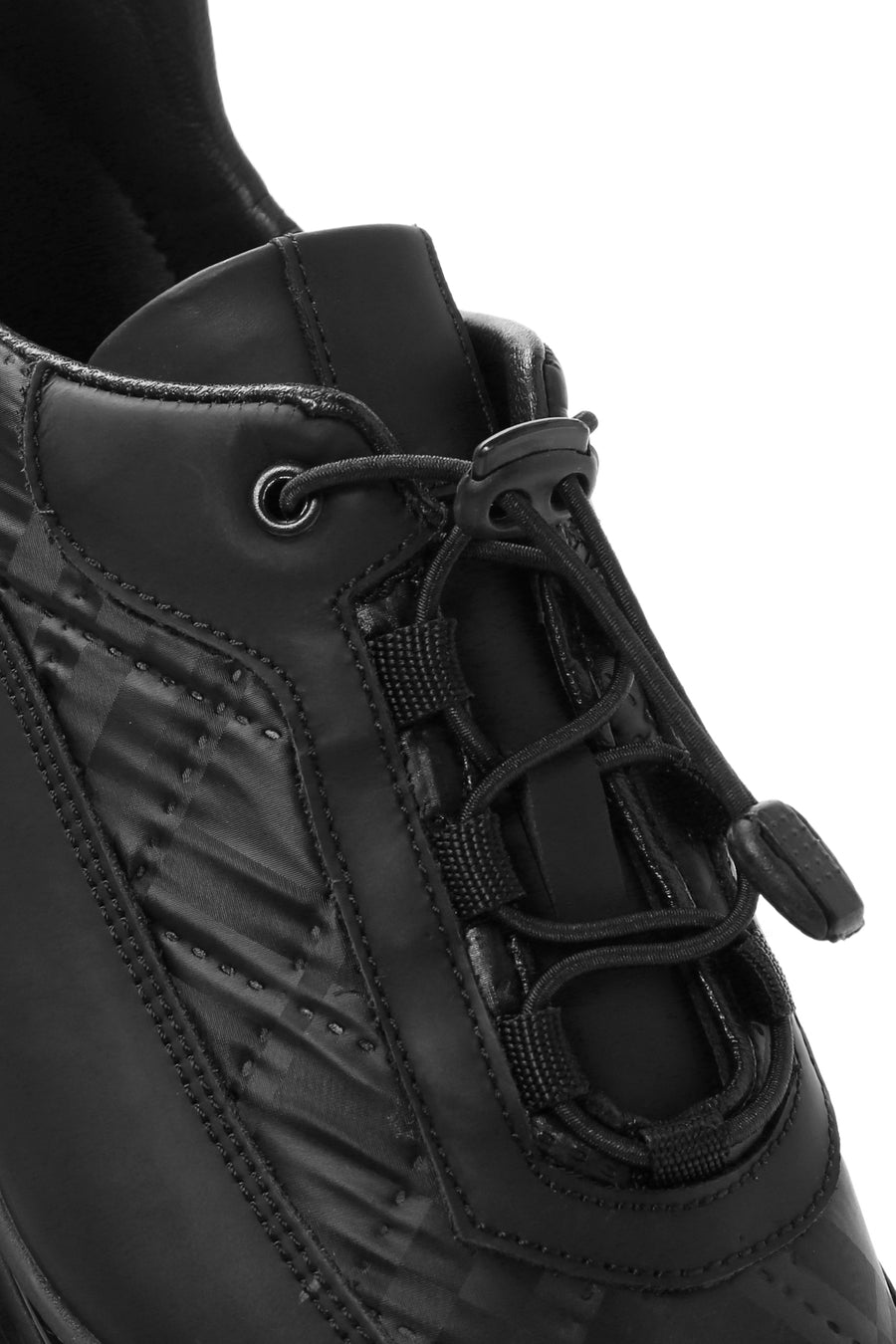Men's Black Lace-up Thick-Sole Leather Sneaker