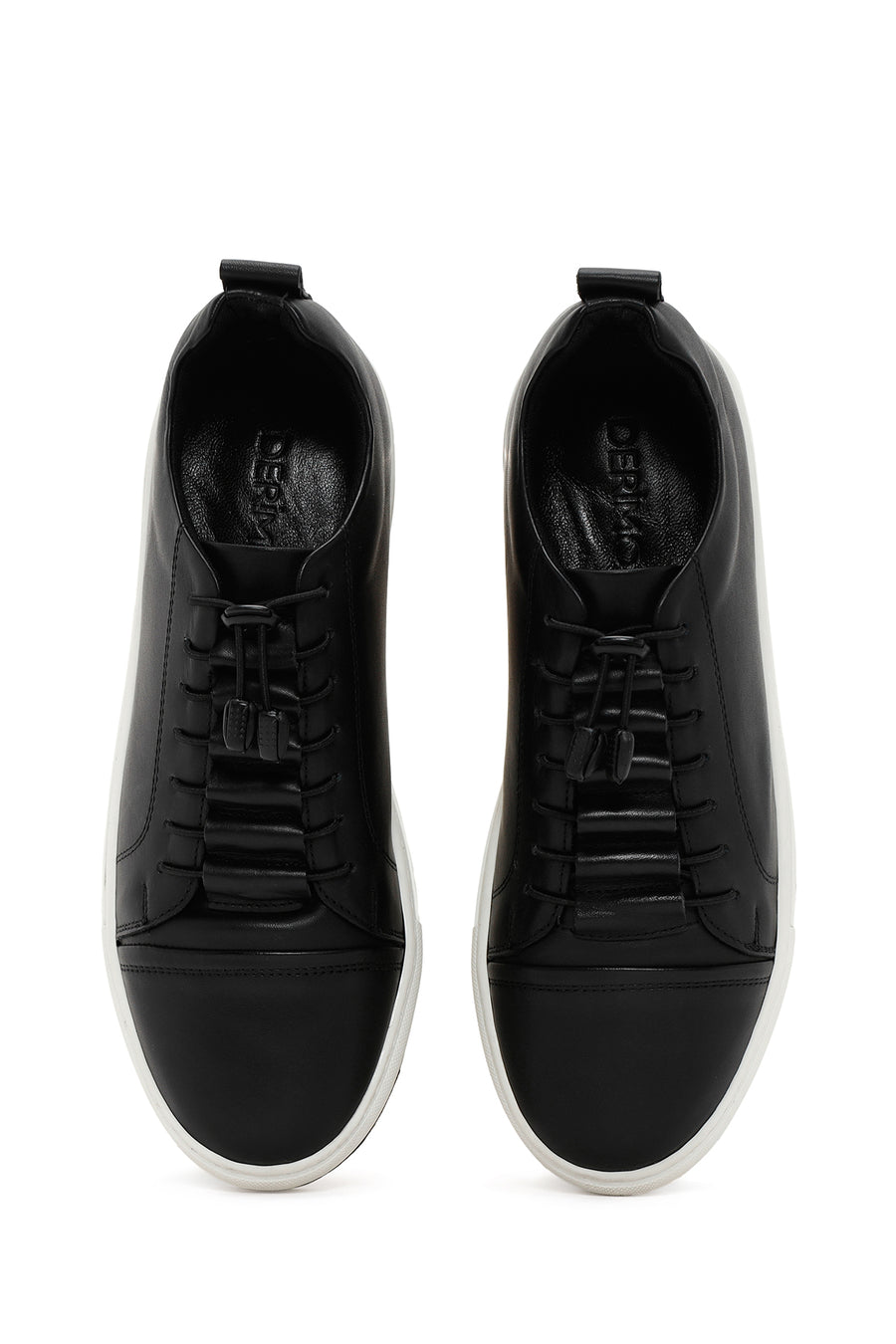 Erkek Siyah Bağcıklı Deri Sneaker