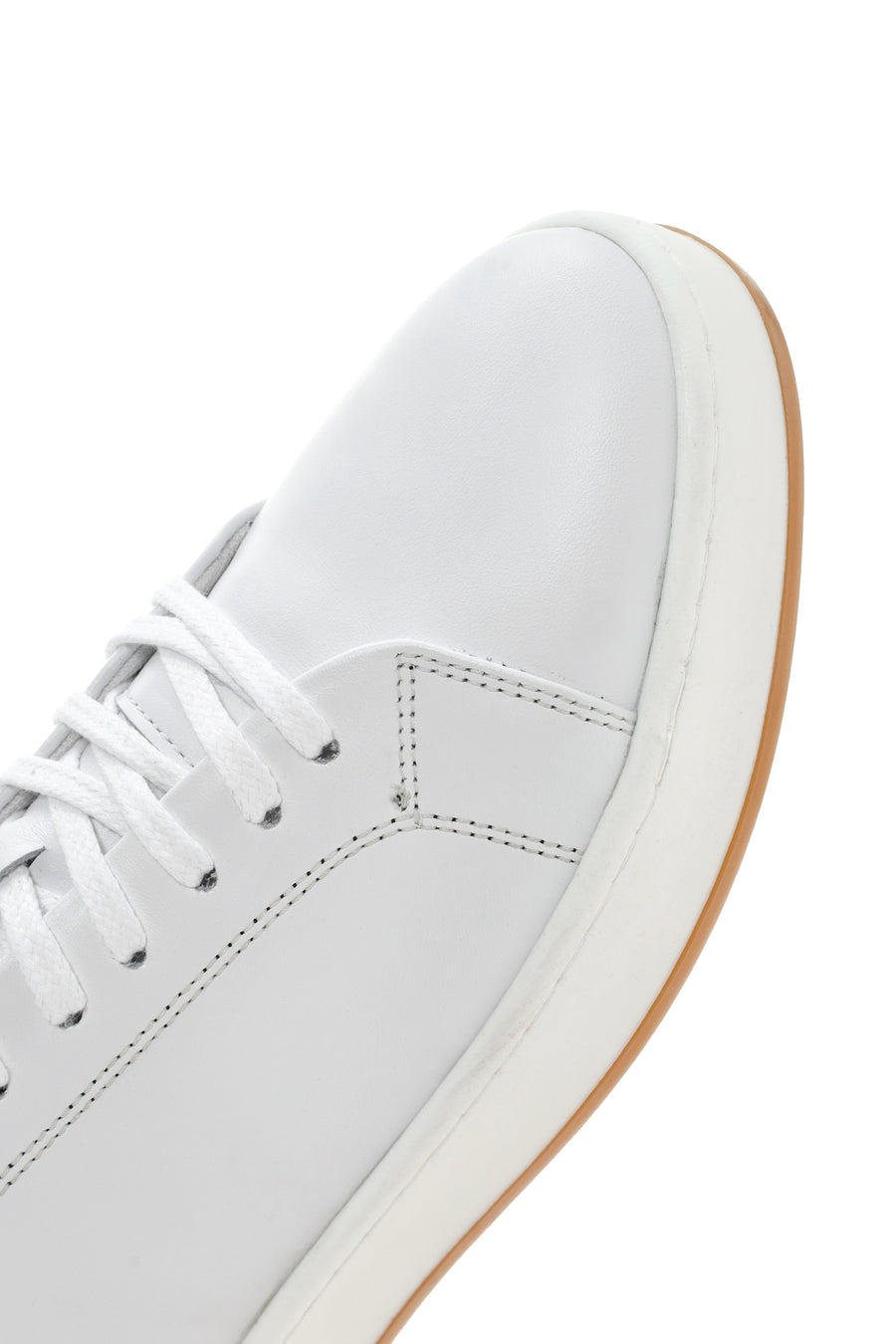 Erkek Beyaz Bağcıklı Deri Sneaker