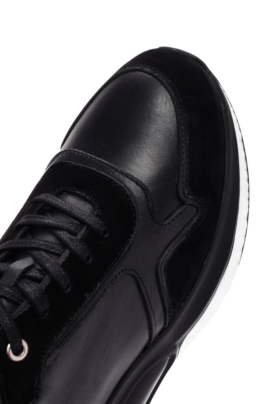 Men's Black Lace-up Leather Casual Sneaker