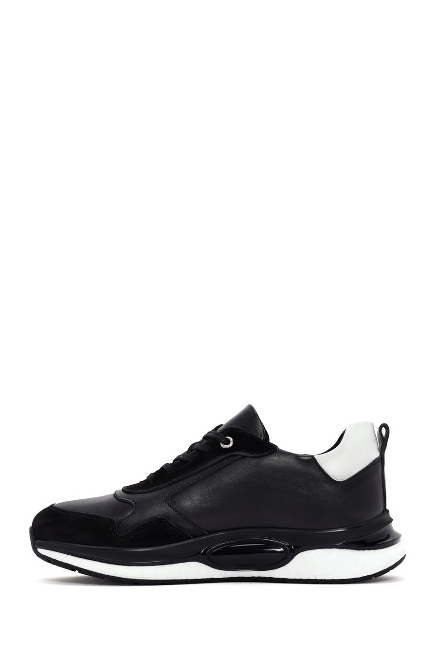 Men's Black Lace-up Leather Casual Sneaker