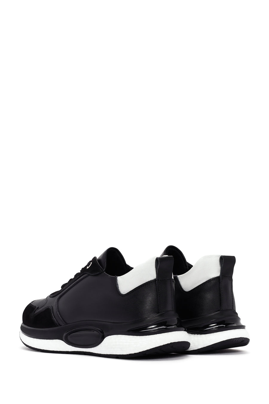 Men's Black Lace-up Leather Casual Sneaker