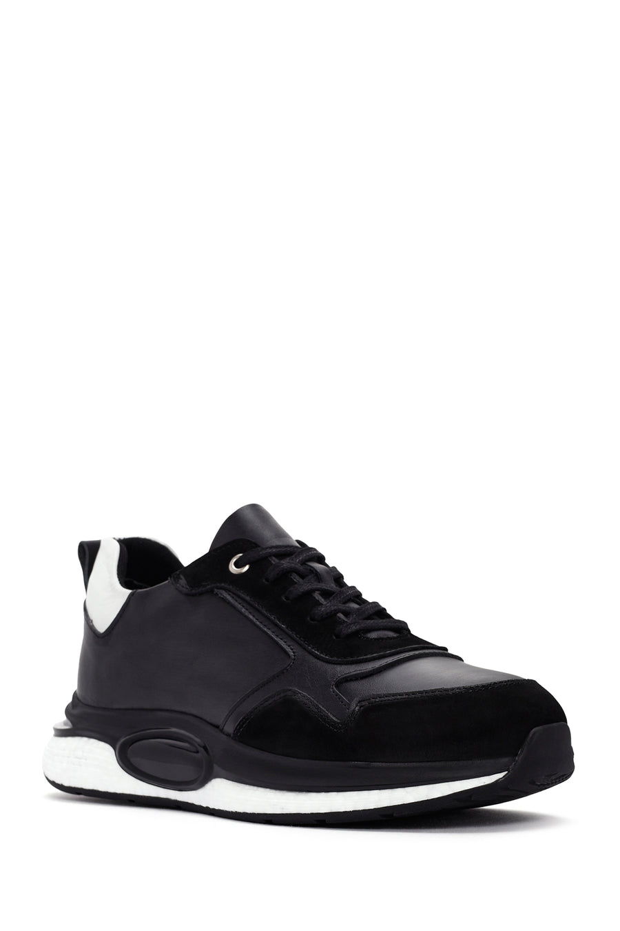 Men's Black Lace-up Leather Casual Sneaker
