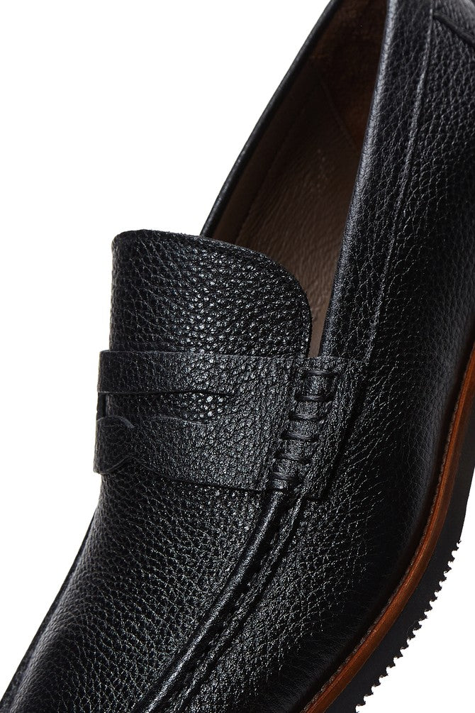 Men's Black Leather Casual Loafer