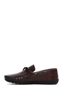 Men's Brown Crocodile Patterned Leather Casual Loafer | Derimod