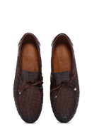 Men's Brown Crocodile Patterned Leather Casual Loafer | Derimod