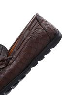 Men's Brown Crocodile Patterned Leather Casual Loafer | Derimod