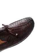 Men's Brown Crocodile Patterned Leather Casual Loafer | Derimod